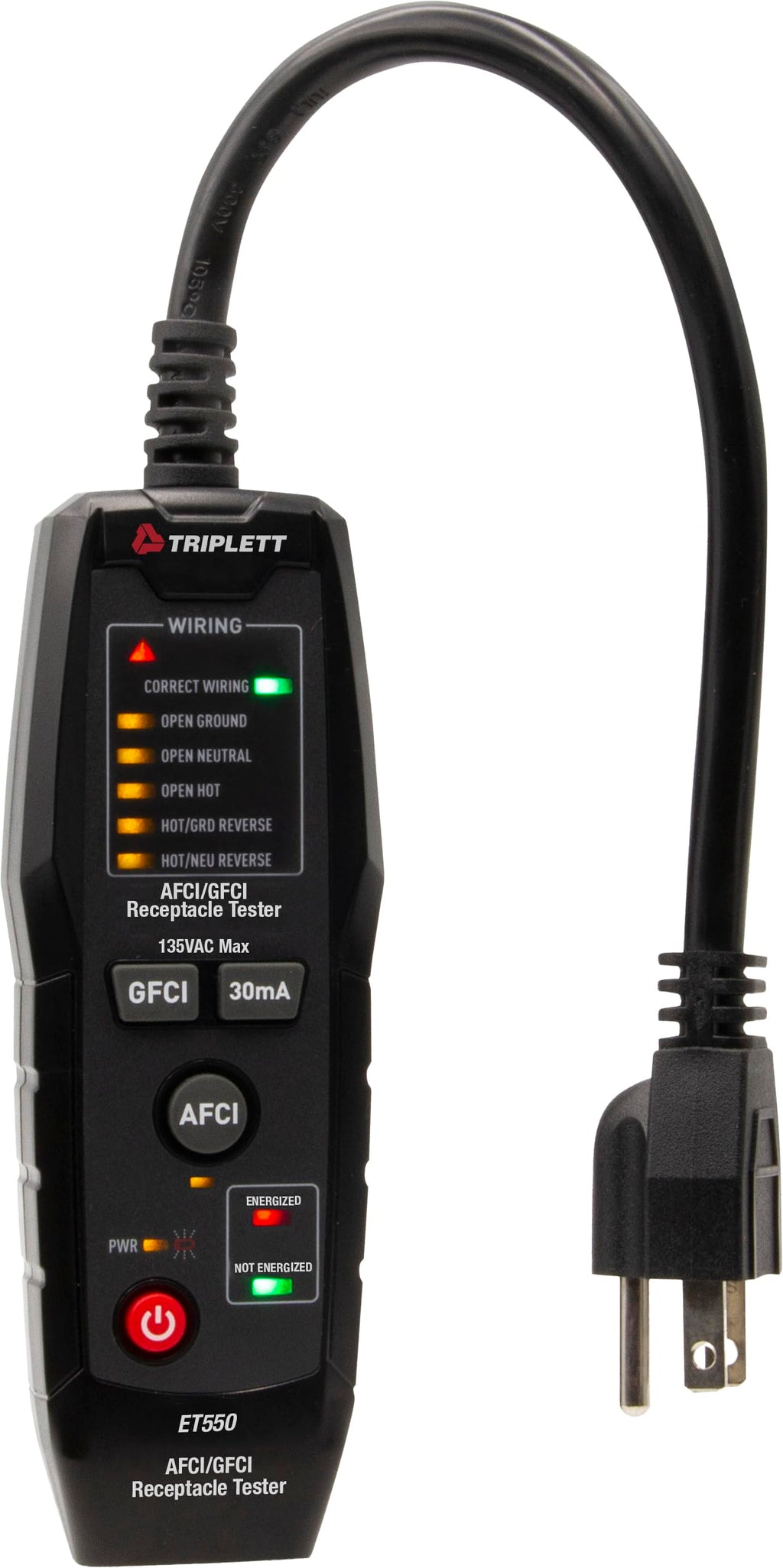 Triplett ET550 AFCI/GFCI Receptacle Tester