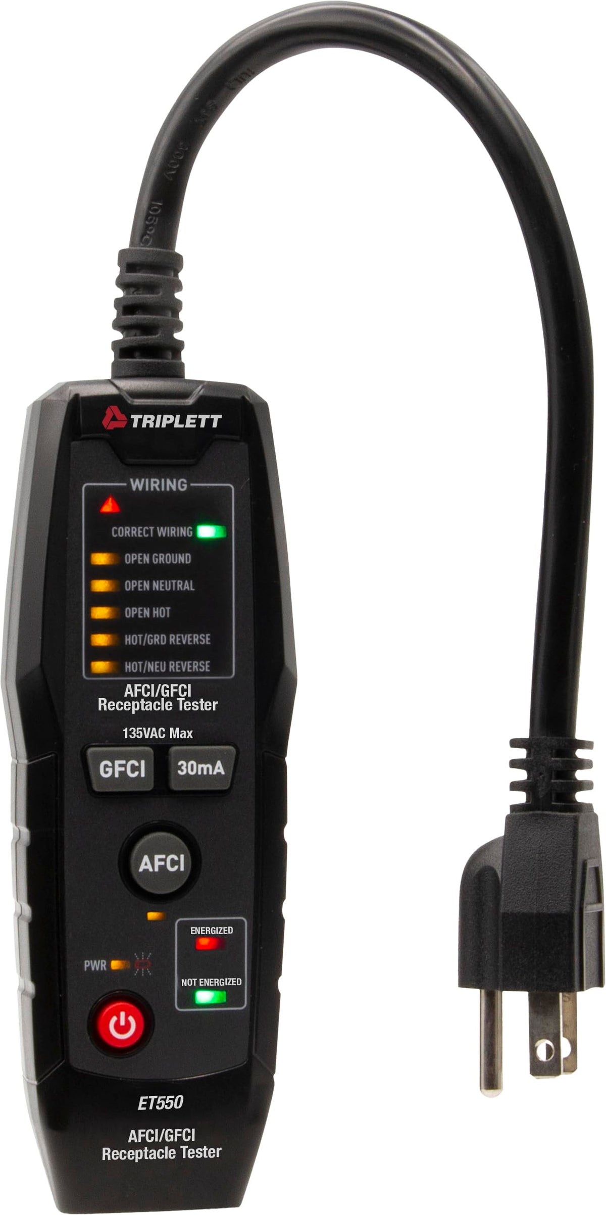 Triplett ET550 AFCI/GFCI Receptacle Tester