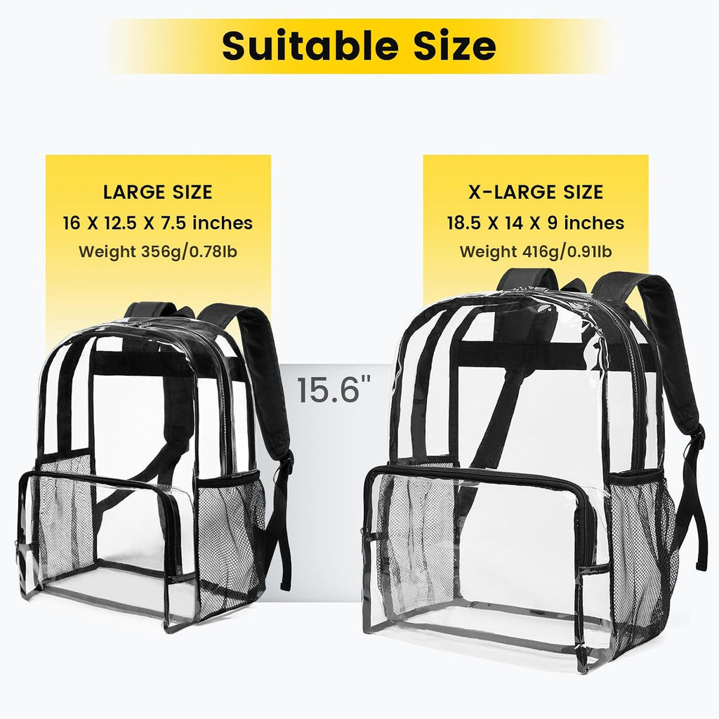 Clear Backpack for Girls and Boys, Large Clear Bookbag | Lightweight See Through Backpacks for School, Reinforced