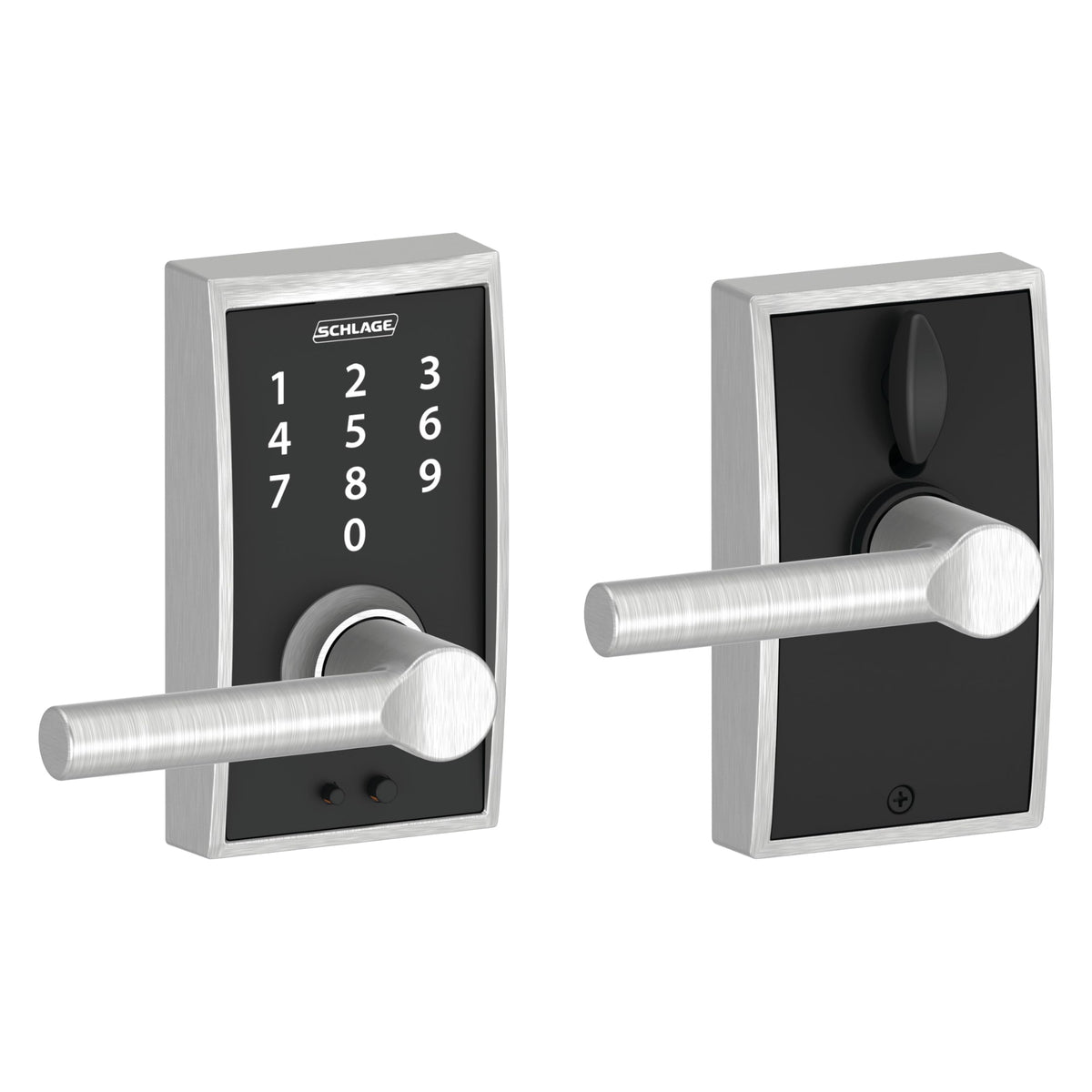Touch Electronic Lock, Lever Handle, Century Trim, Satin Chrome