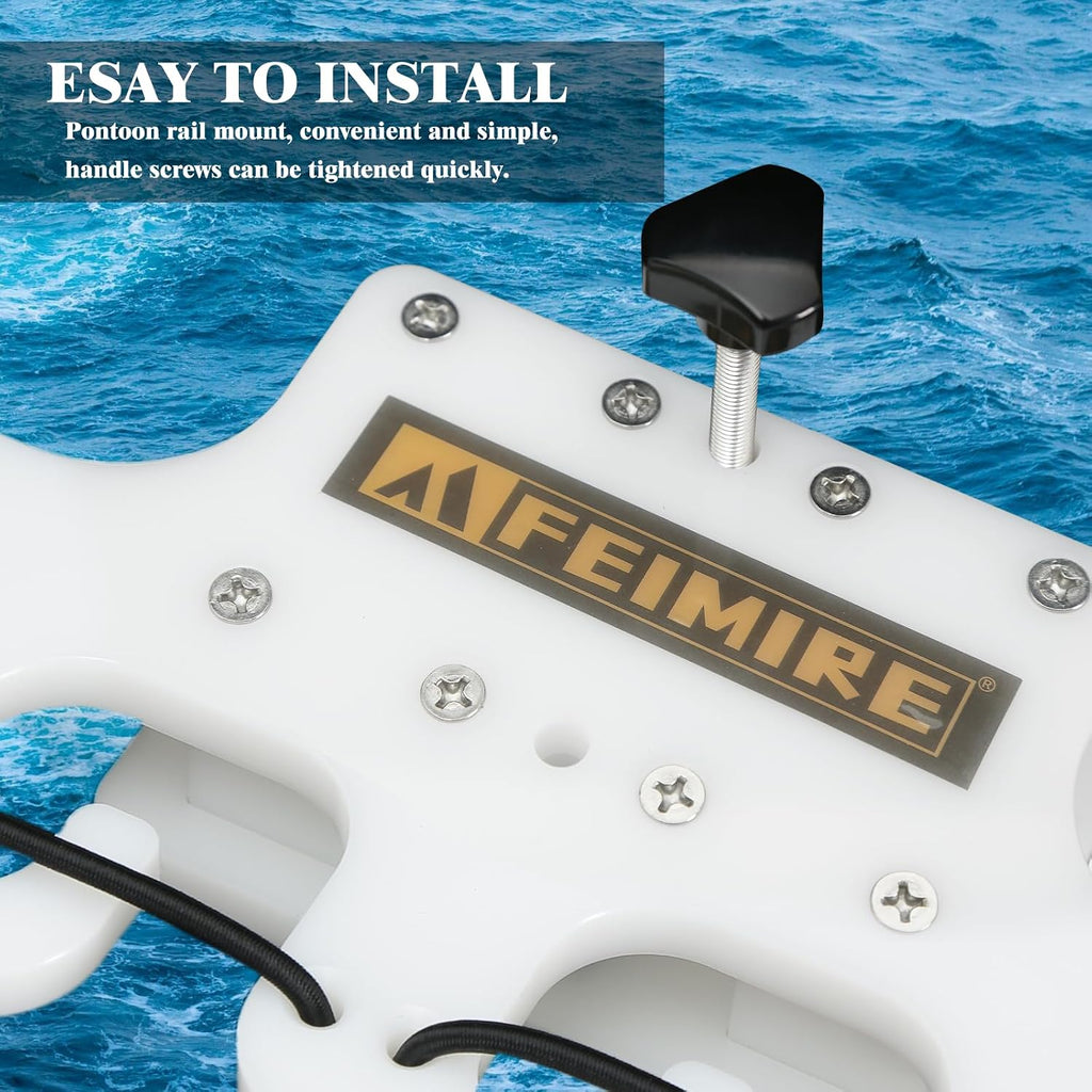 Fishing Rod Holder for Pontoon Boats，Square Rail Mount Pontoon Rod Holder | White HDPE Pontoon Boat Fishing Rod