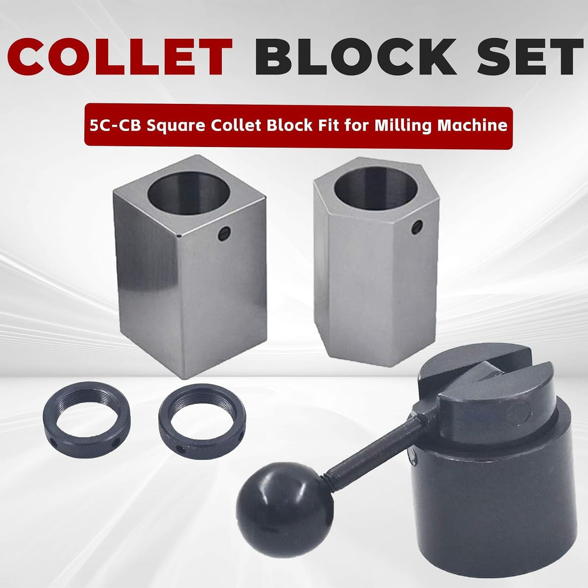 findmall 5C Collet Block Set Hex 5C-CB, Square Collets and Closer