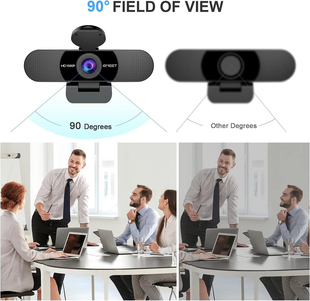 1080P Webcam with Microphone, C960 Web Camera, 2 Mics Streaming Webcam, 90°FOV Computer Camera, Plug and Play USB Web