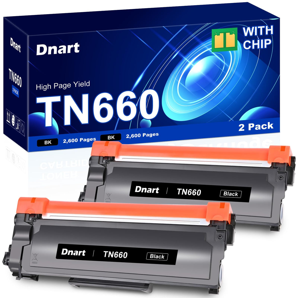 Compatible Toner Cartridge Replacement for Brother TN660, 2 Black