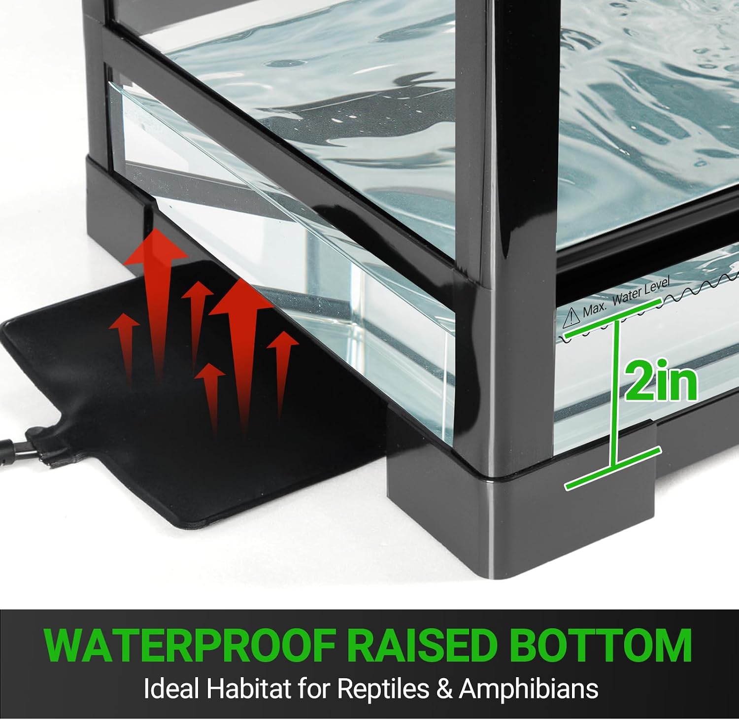 Glass Reptile Terrarium 20 Gallon, Front Opening Reptiles Tank 30" x 12"x 12" for Reptile Pets Gecko Lizard Snake
