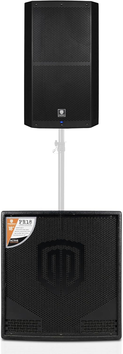 3500W P.M.P.O 18 inch Active Powered Subwoofer with 15 Inch DSP PA Speaker/Stage Monitor for DJ, Live