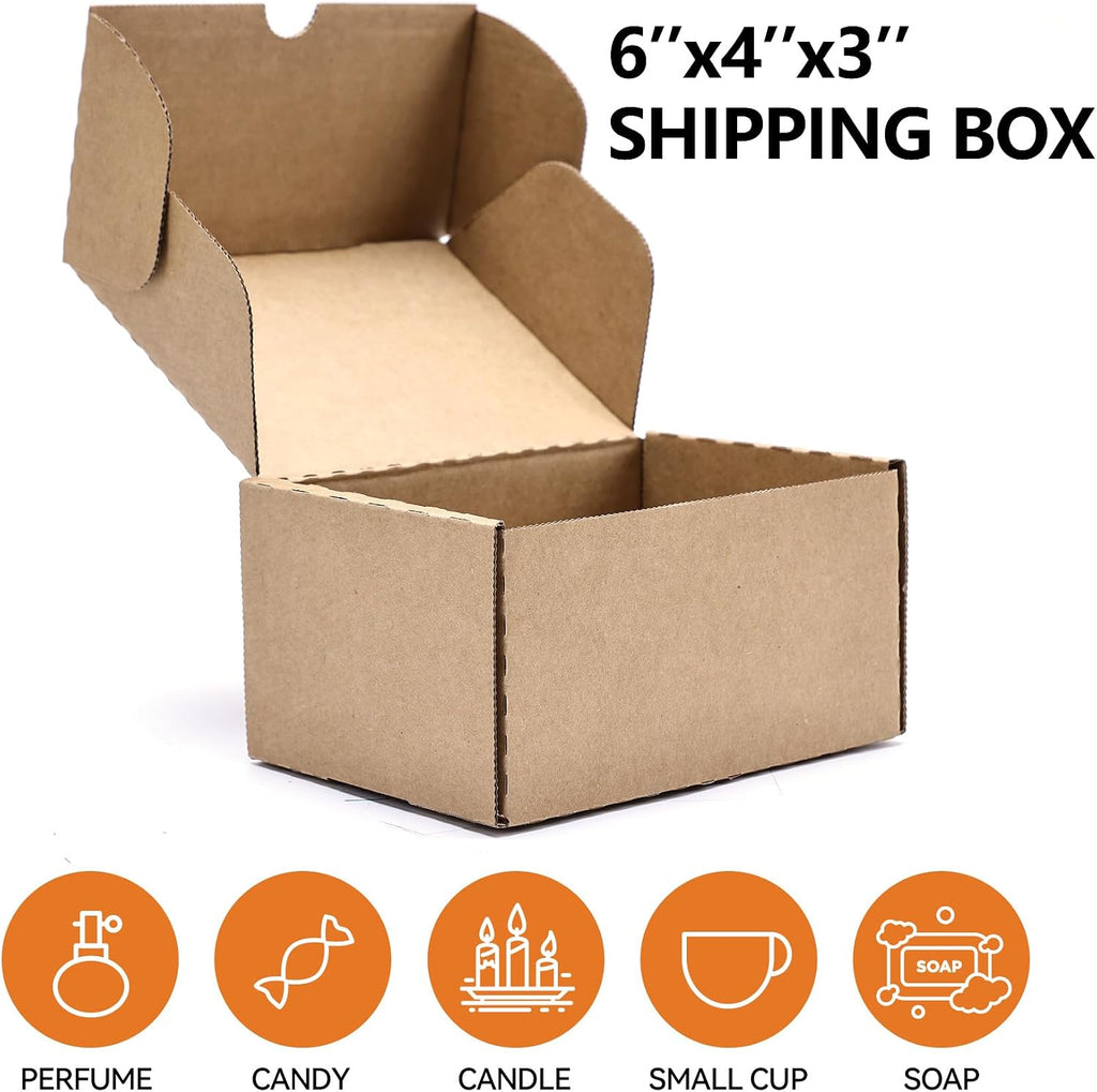 DIY Gift Mailers 10 Pack, Brown 6x4x3 Corrugated Shipping Boxes