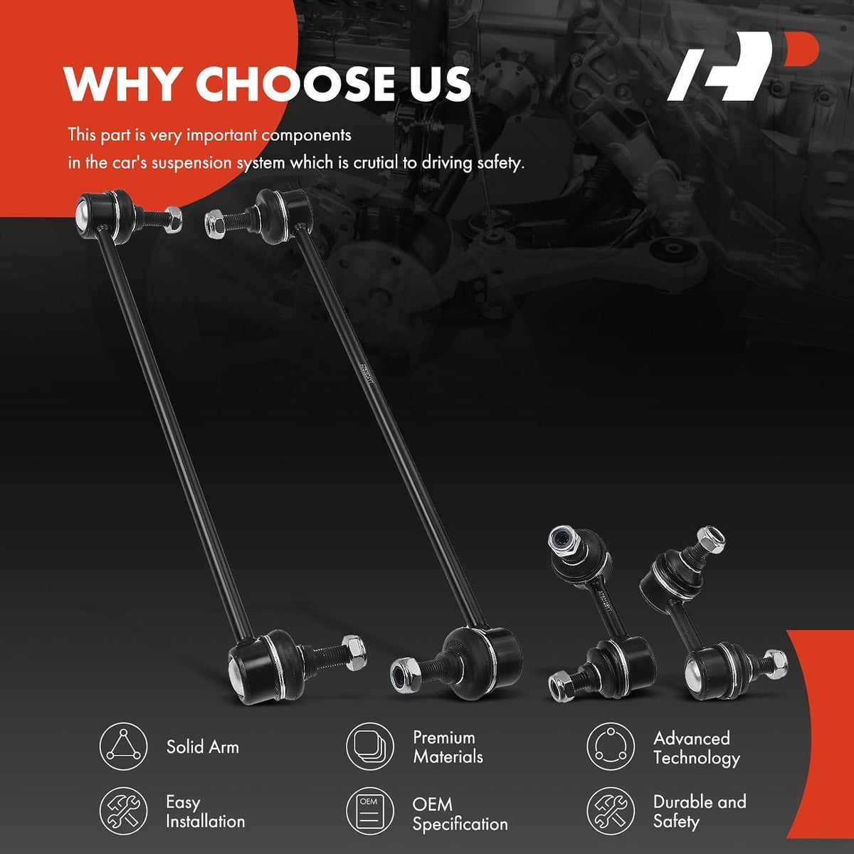 A-Premium Front & Rear Sway Bar Link Stabilizer Bar End Link Kit