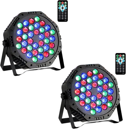 2-Packs 36LED Par Lights DJ Stage Light RGB | Sound Activated Control led stage DMX lights Uplighting for Wedding