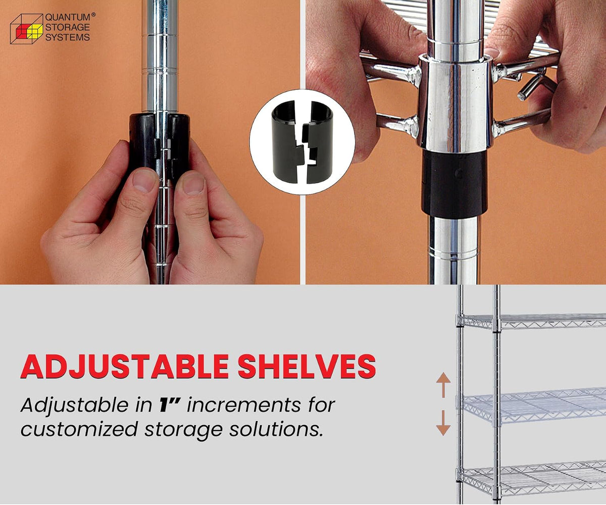 WR54-1424BK 4-Shelf Wire Shelving Unit, NSF-Certified Heavy-Duty Adjustable Rack for Garage, Warehouse & Workshop