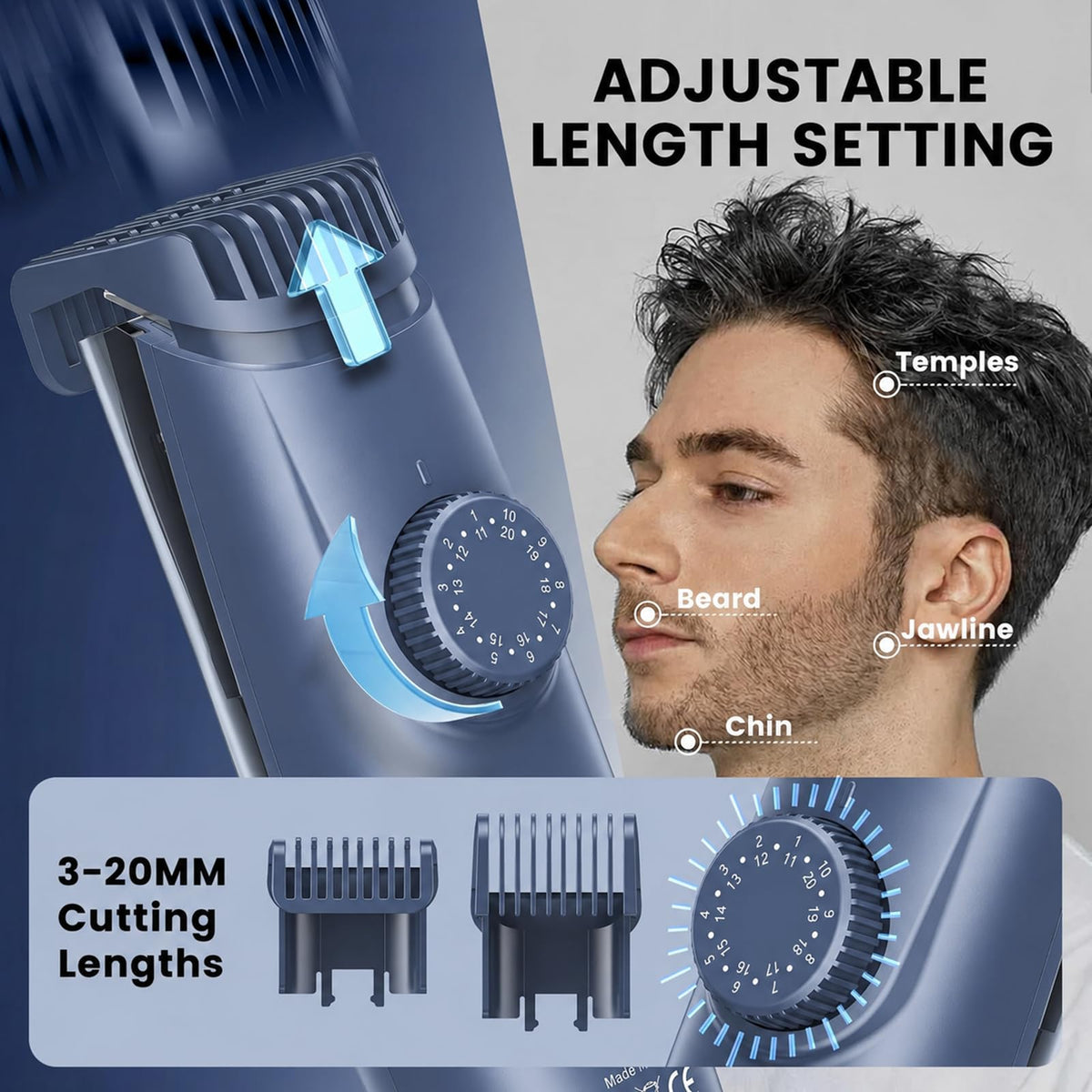 Vacuum Beard Trimmer for Men for Less Mess, Cordless Mustache Trimmer