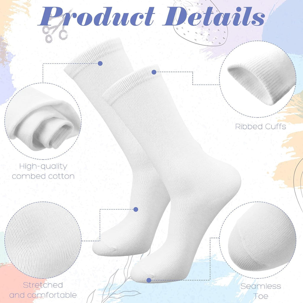 36 Pairs Girls Knee High Socks School Uniform Seamless Cotton Socks Stockings White Long Sock for Kids Boys Outdoor