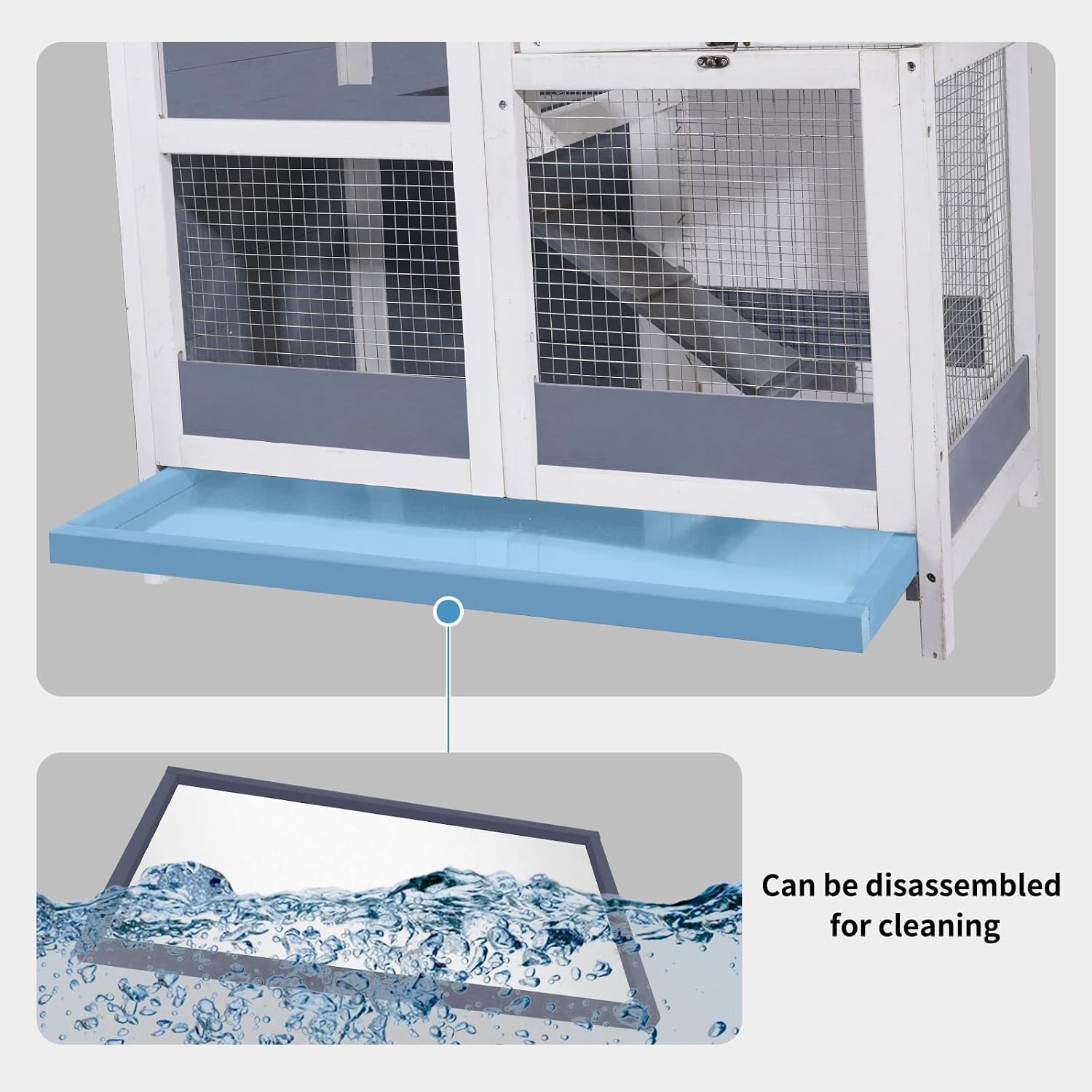 2-Story Guinea Pig Cages Wooden Indoor Rabbit Hutch Hamster Cage with Openable Roofs, Removable Tray and Wide Ramp