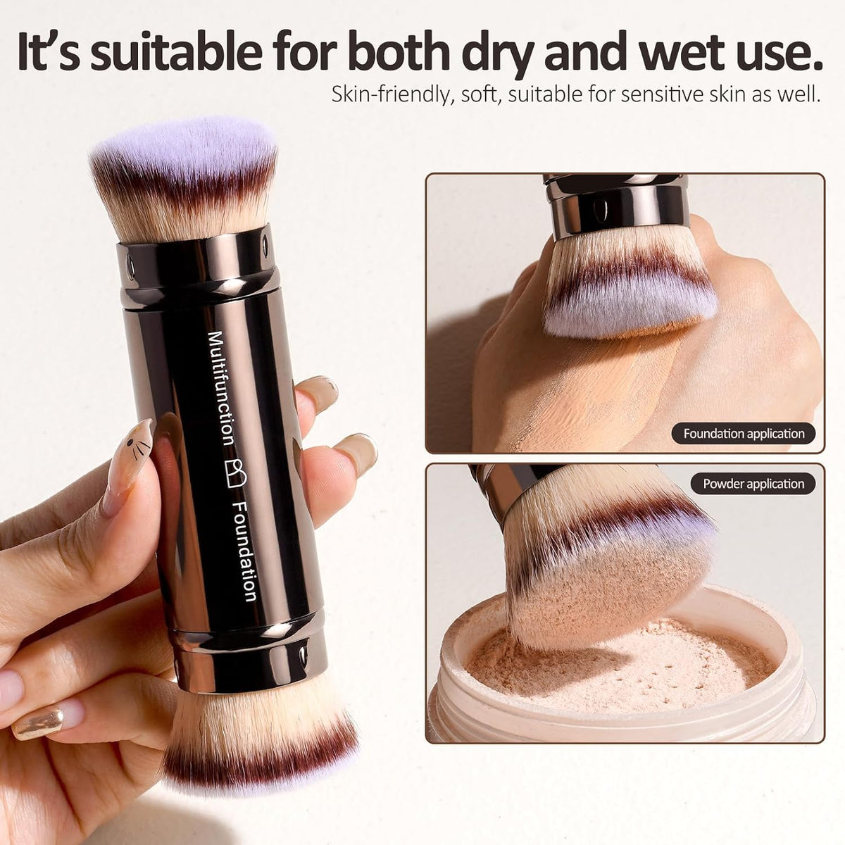 Double-Ended Telescopic Travel Foundation Brush