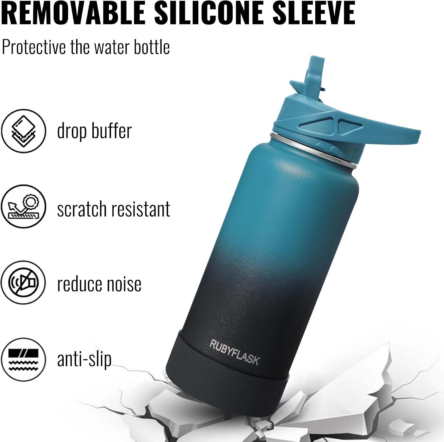 32oz Insulated Water Bottle with Straw, Stainless Steel Metal Vacuum Water Flask, Large Thermal Water bottle with