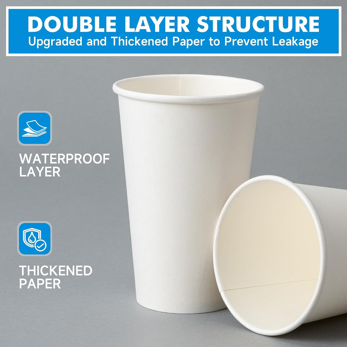 Disposable Paper Coffee Cups with Lids 16 oz 100 Pack