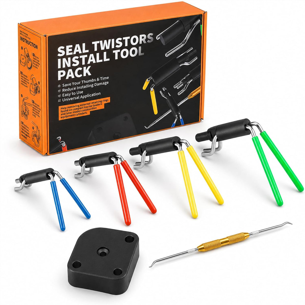 Hydraulic Rod Seal Installer Tool Kit, 4-Size, for 0.7"-6.5" Rods