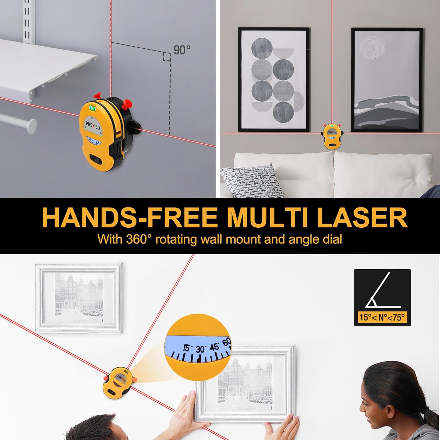 Multi Surface Laser Level LED Light Vial, 30Ft Horizontal & Vertical Line Laser with Wall Mount Base, 2 Pins, 10