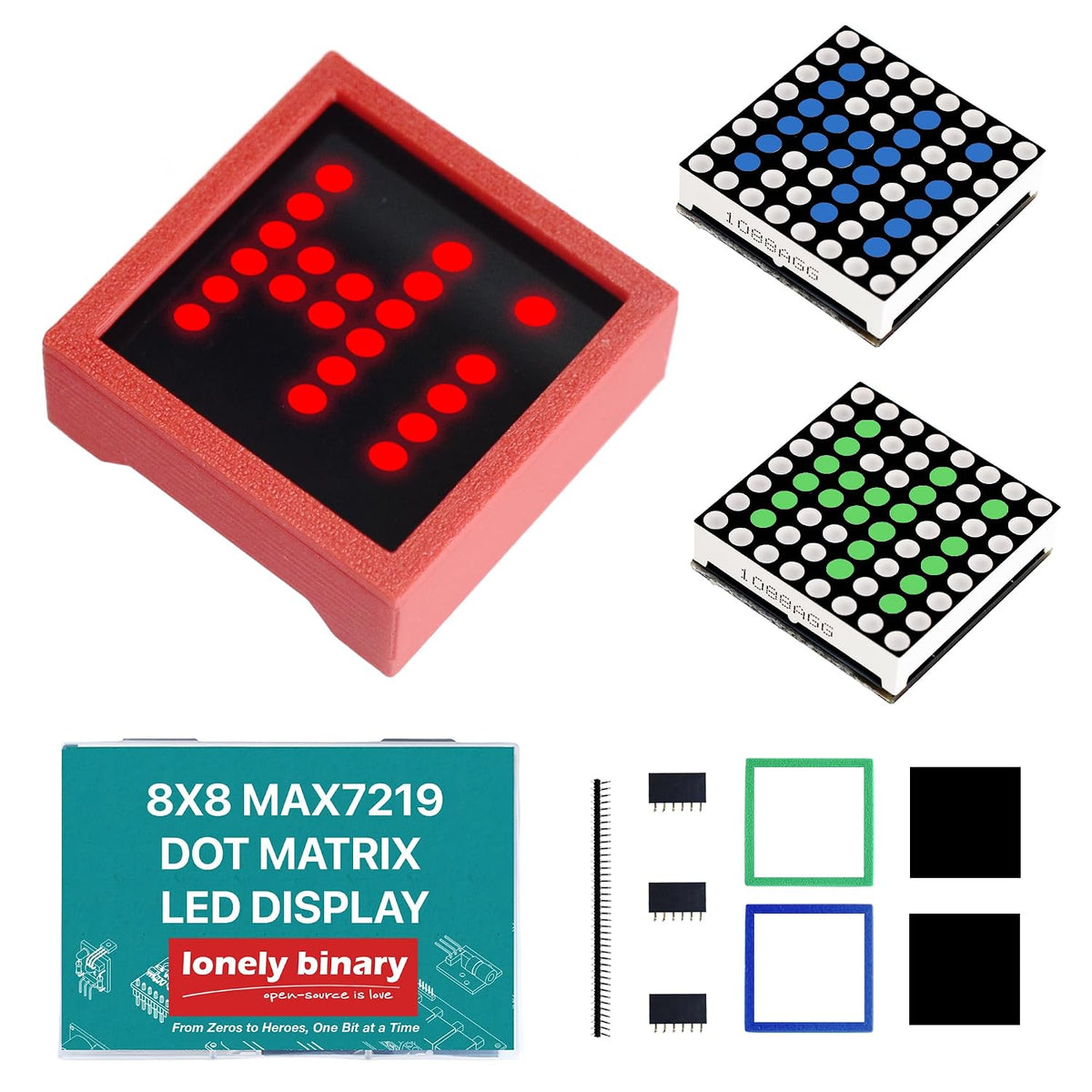 Lonely Binary 3-Pack 8x8 LED Matrix MAX7219 3-Color for C++ & ESP32