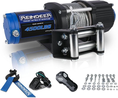 Electric Winch Kit 4500lbs,ATV UTV Winch with Wireless Wired Remote Controls Steel Cable Wire Rope,Hook& Hawse