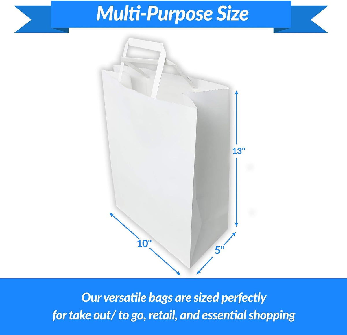 110 Pack White Paper Bags with Handles
