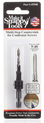 Snappy 5 x 40mm Confirmat Screw 2 Step Countersink Pilot Point Bit 1/4 Hex USA