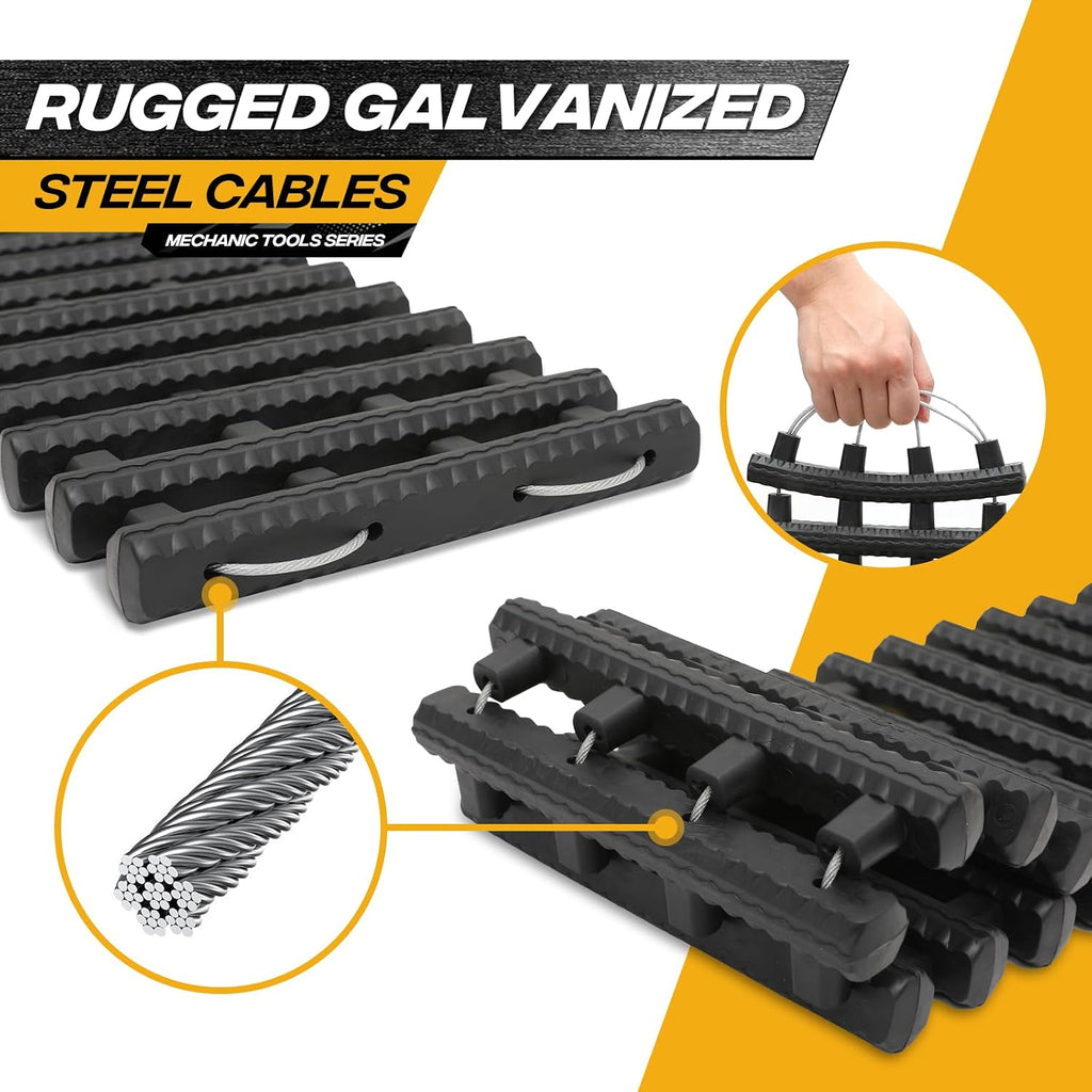 24" Tire Traction Mat, Heavy-Duty Recovery Board for Snow, Ice, Mud & Sand, Off-Road Vehicle Traction Tracks with