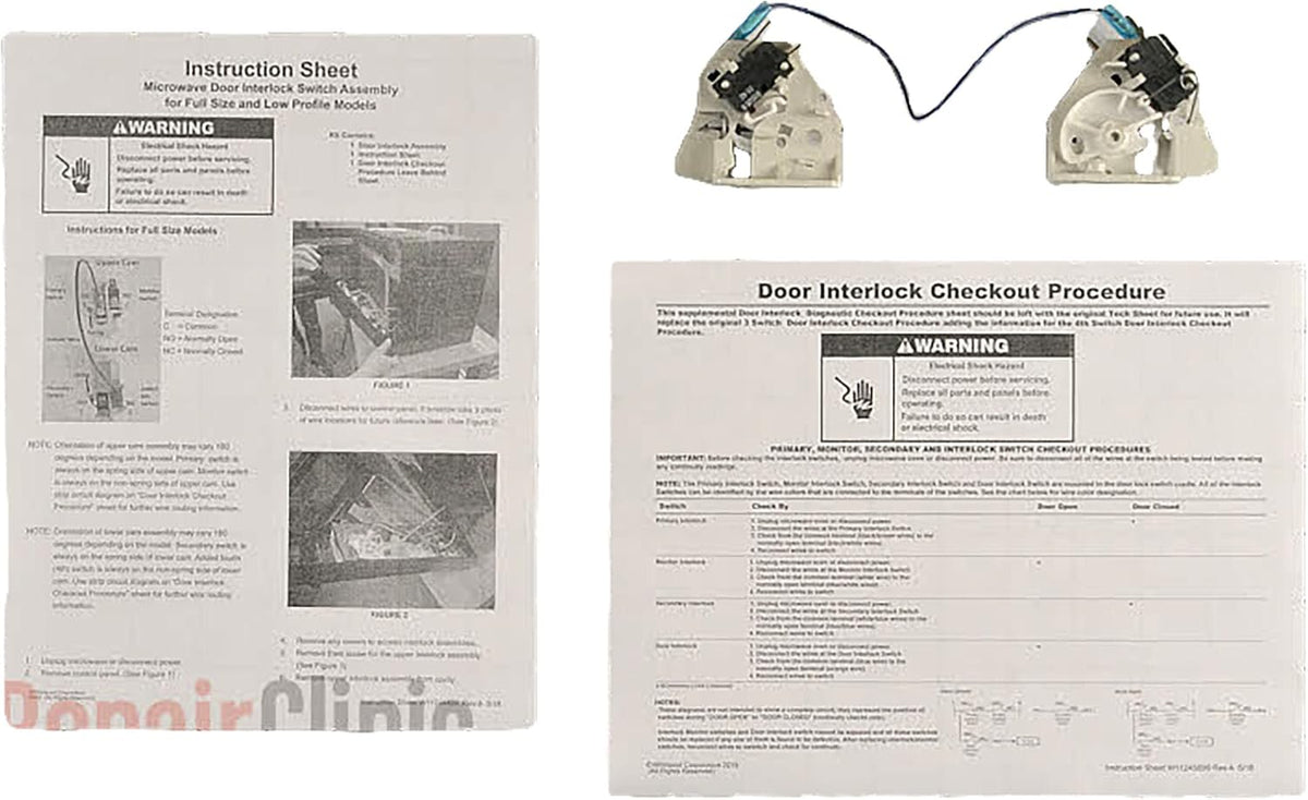 Whirlpool W11244494 Microwave Door Interlock Switch Assembly