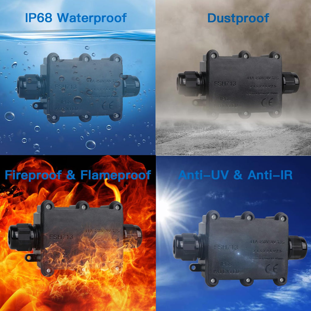 IP68 Waterproof External Junction Box, 2 Way Outdoor Junction Box | 2 Pack Underground Wiring Coaxial Cable