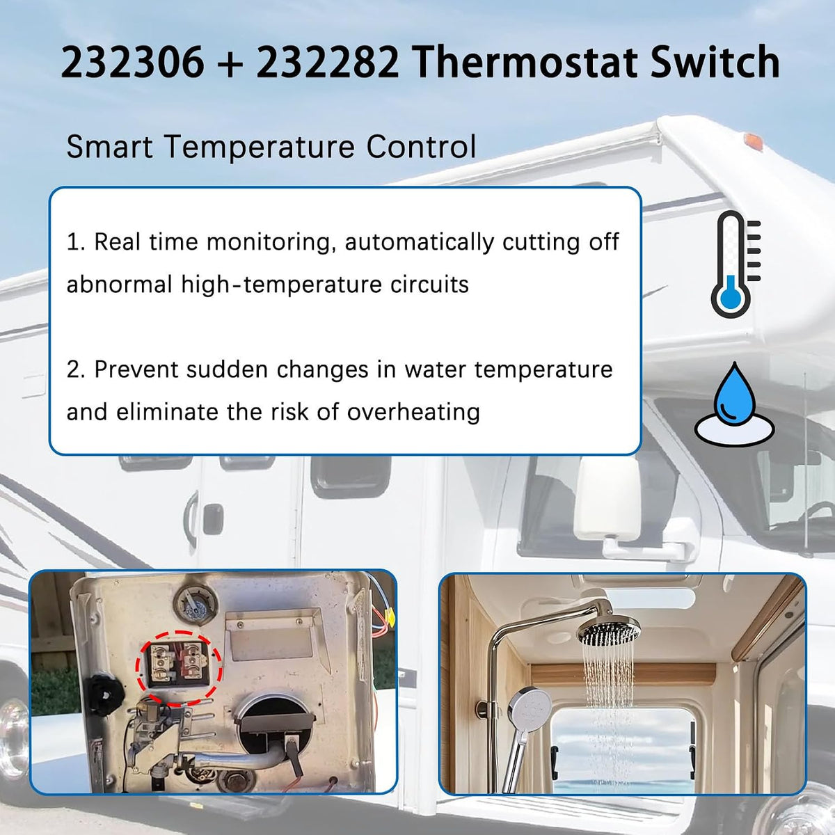 232306 & 232282 RV Thermostat Water Heater Limit Switch Kit 12V & 120V