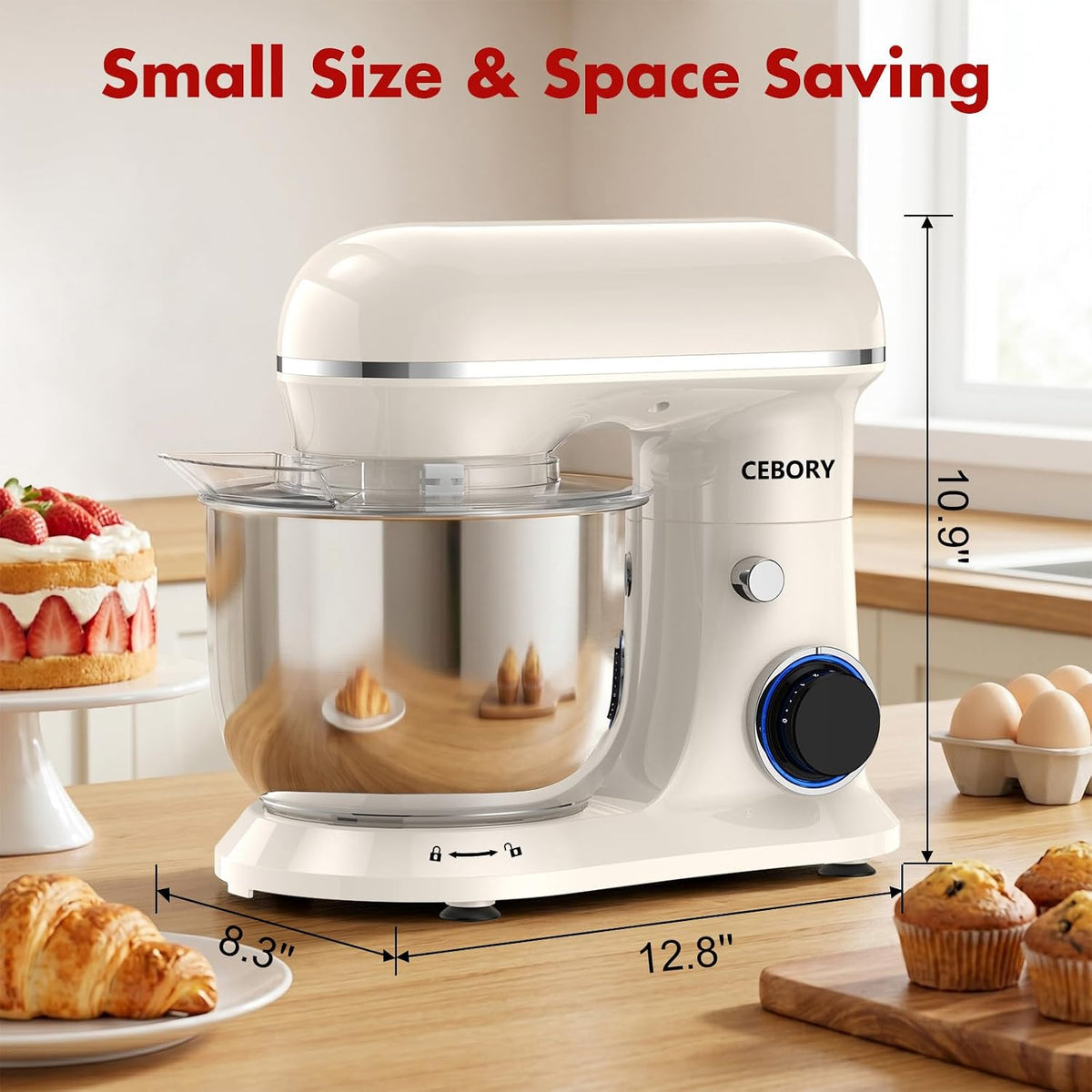 Stand Mixer, 4QT 10+P-Speed Electric Kitchen Mixer with Bowl