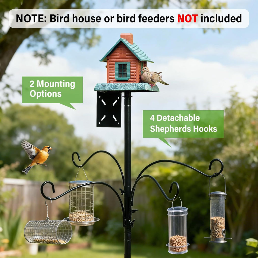 99 Inch Bird Feeder Pole with Squirrel Baffle, 360° Rotating Heavy Duty Bird House Pole for Outdoors Garden Yard