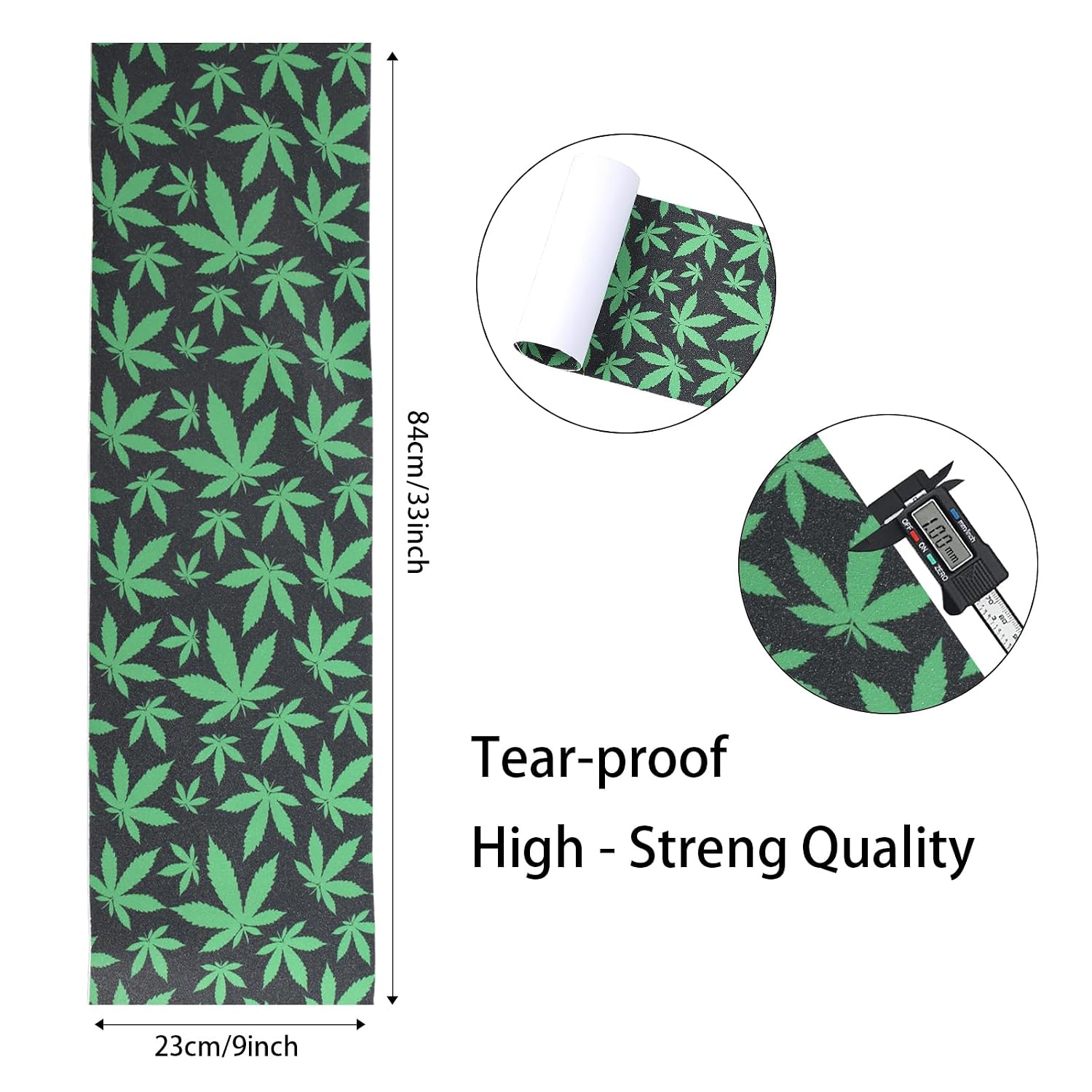 9" x 33" Green Maple Leaf Skateboard Grip Tape 2 Pack (23x84cm) | Bubble Free, Waterproof, Griptape for Scooter