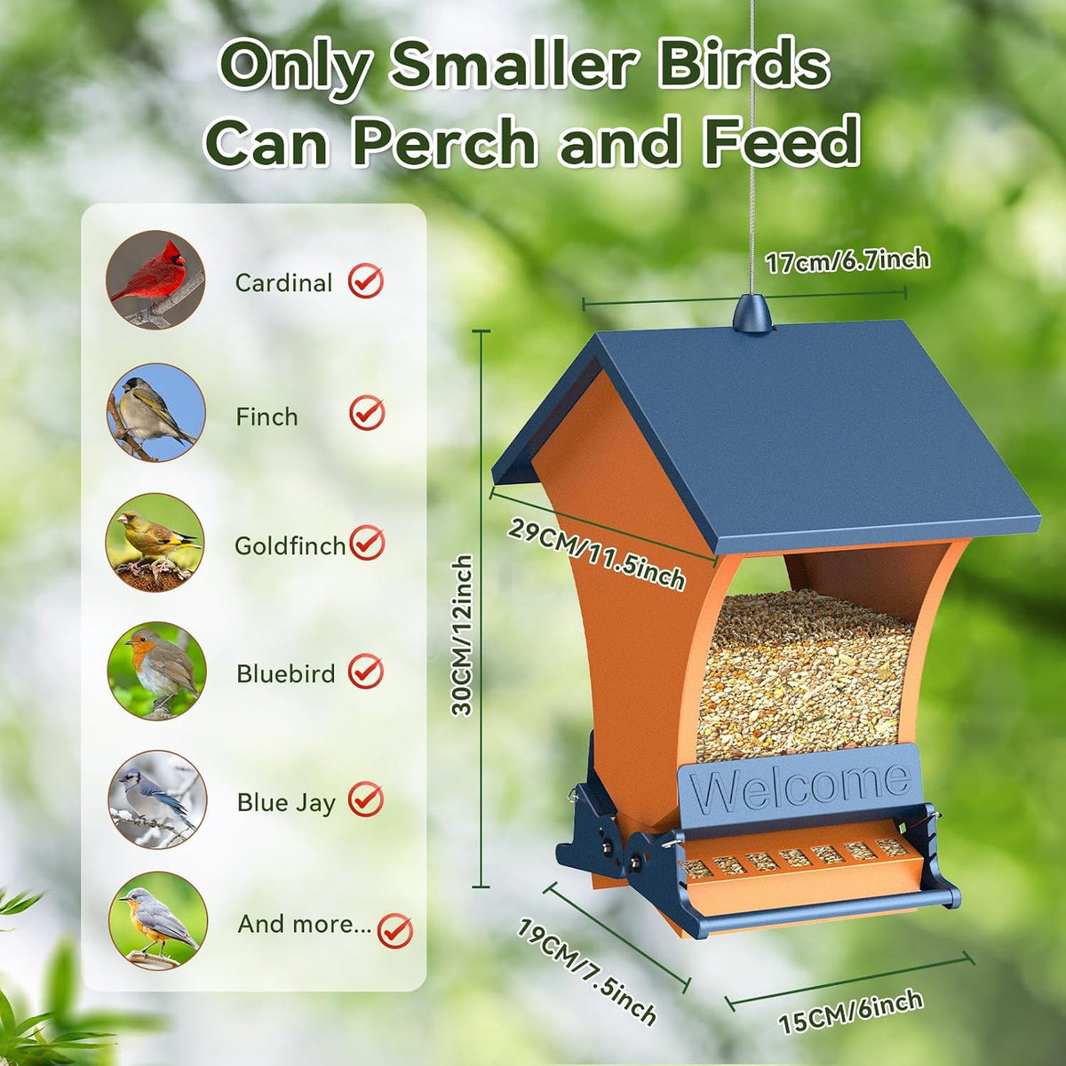 Squirrel Proof Bird Feeders for Outdoors, 5LB Metal Hanging Feeders, Large Wild Feeders for Cardinals, Chickadees