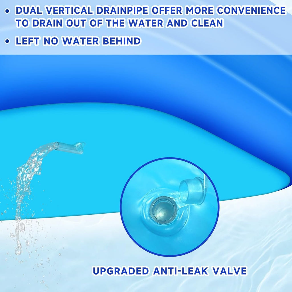 Inflatable Swimming Pool for Kids and Adults- 118" x 68" x 22" Family Full-Sized Blow Up Pools for kids -Thickened