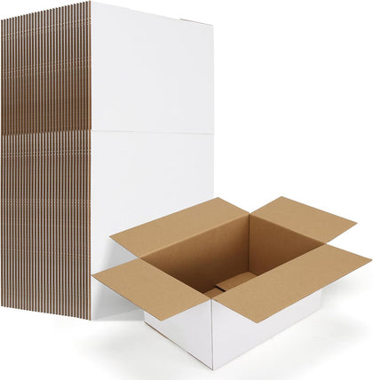 10x7x5 Shipping Boxes Set of 30, White Corrugated Cardboard Mailer Box for Packing Small Business