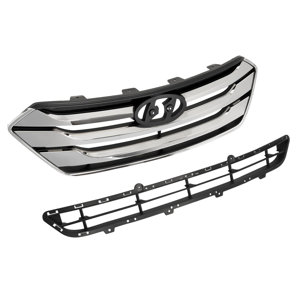 HECASA Grille+Lower Grille Compatible with 2013-2016 Santa Fe