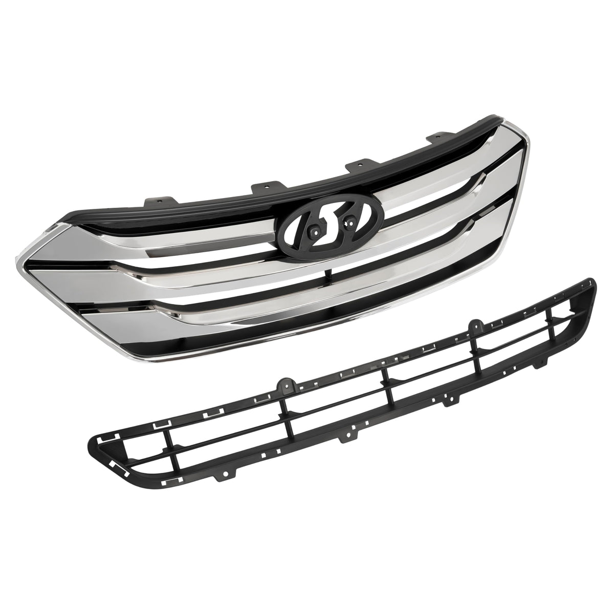 HECASA Grille+Lower Grille Compatible with 2013-2016 Santa Fe