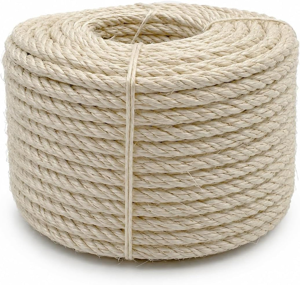 Sisal Rope for Cat Scratching Post 6mm (1/4 Inch) x 100FT Twine