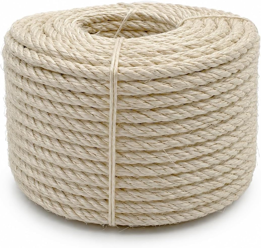 Sisal Rope for Cat Scratching Post 6mm (1/4 Inch) x 100FT Twine