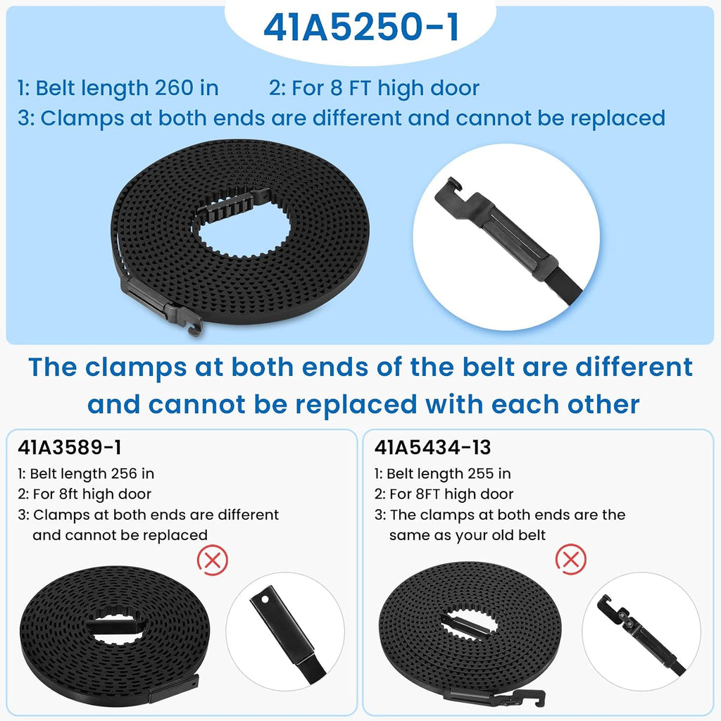 041A5250-1 Garage Door Opener Belt Drive Fit 8 FT Garage Door, 255" Drive Belt Compatible with Chamberlain