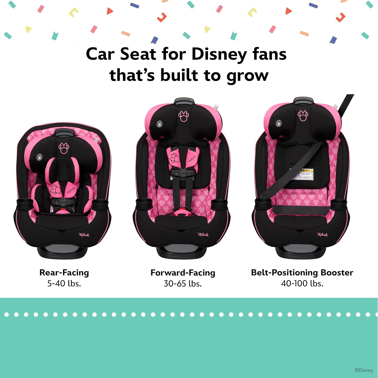 Baby Grow and Go All-in-One Convertible Car Seat, Infant to Toddler Carseat, Mickey Sprinkle