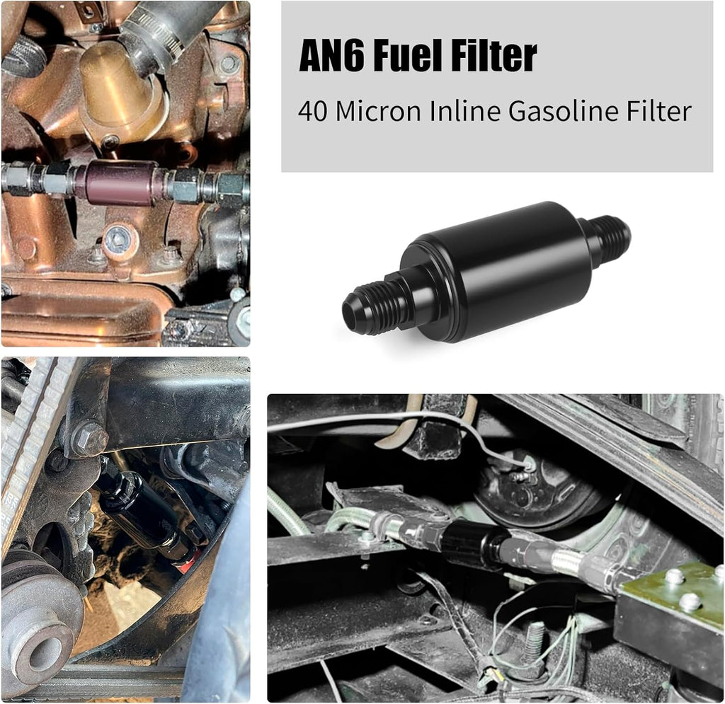 AN6 Fuel Filter 40 Micron Inline Gasoline Filter