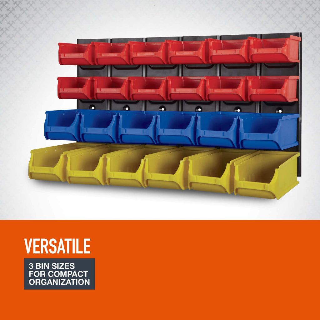 Metal Louvered Panel System with 24 Bins, 80-Lb. Capacity