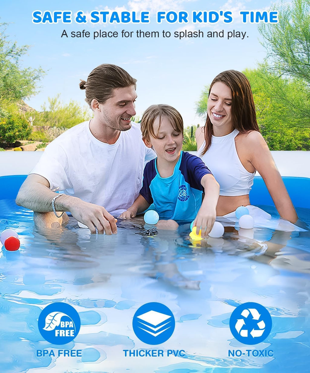 Extra Large Inflatable Swimming Pool - 145" X 74" X 22" Oversized Thickened Blow Up Pool for Kids and Adult, Kiddie