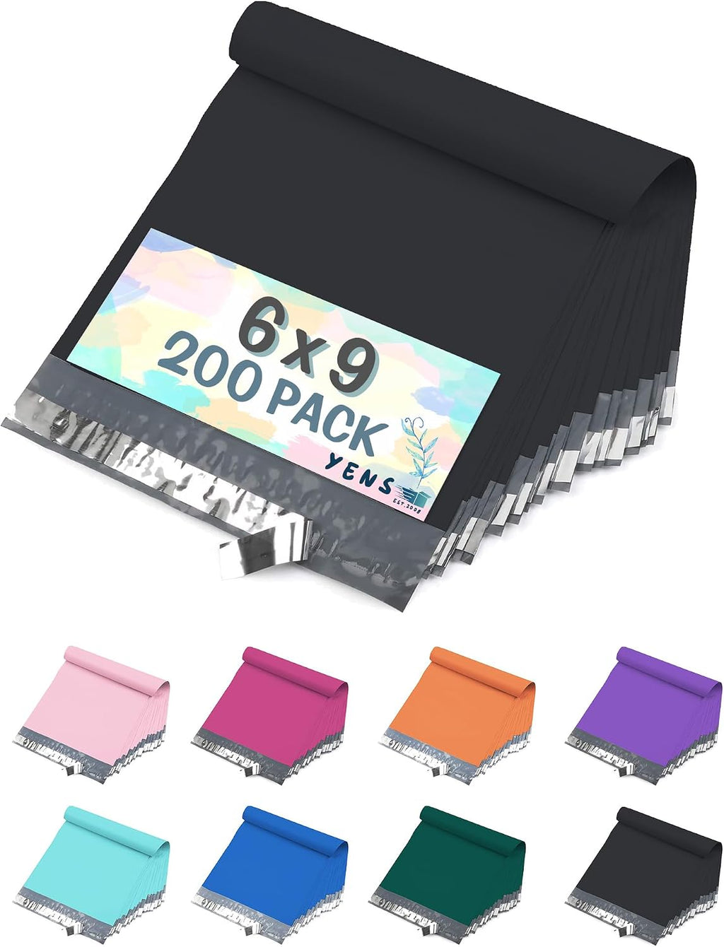 Poly Mailers 6x9 200 Pack Black Self-Seal Shipping Envelopes M1