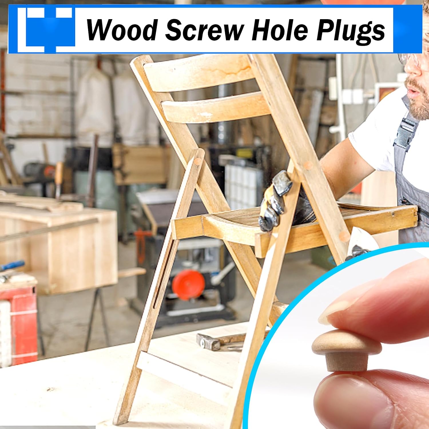 150Pcs 4-Sizes Button Wood Plugs 3/16" 5/16"，3/8"，1/2" Wooden Hole Plugs for Holes in Furniture/Table and Chair