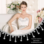 2 Yard Rhinestone Fringe Trim Gold Crystal Cuttable,4 Yards,Silver