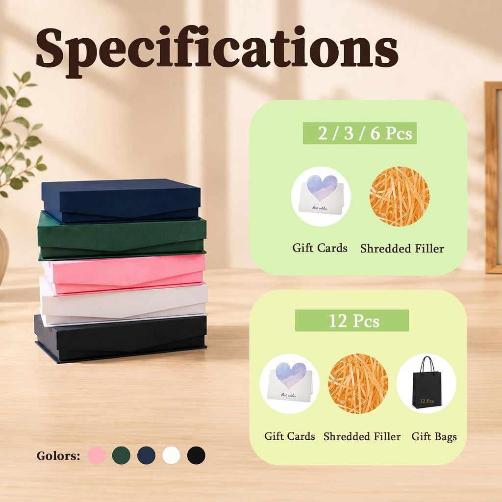 Magnetic Gift Boxes with Lids, 3‑Pack Black Small Gift Box