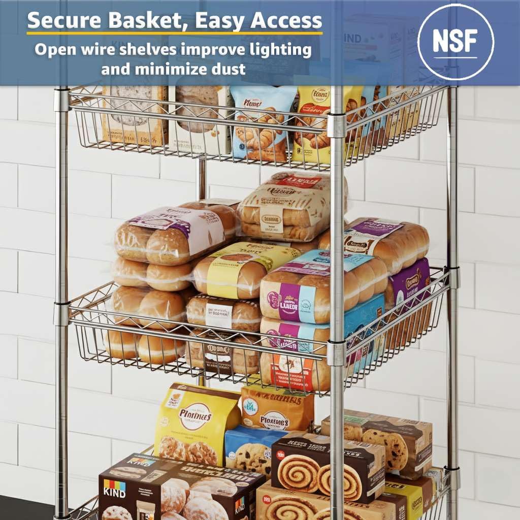 18" x 48" NSF Additional Wire Shelf Basket, Heavy Duty Replacement Chrome Shelf for Commercial Racks
